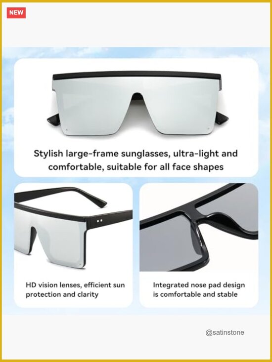 Oversized Square Sunglasses with UV400 Protection for Women Men main image 6